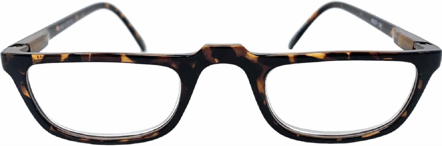 Rectangular eyeglasses with a dark brown and amber tortoiseshell pattern, shown from a front-facing angle against a white background.