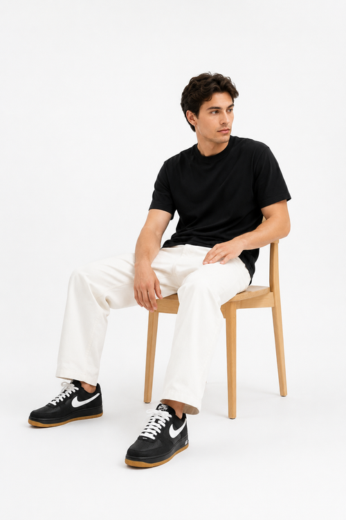 Nike Men Black White Low Top Casual Sneakers